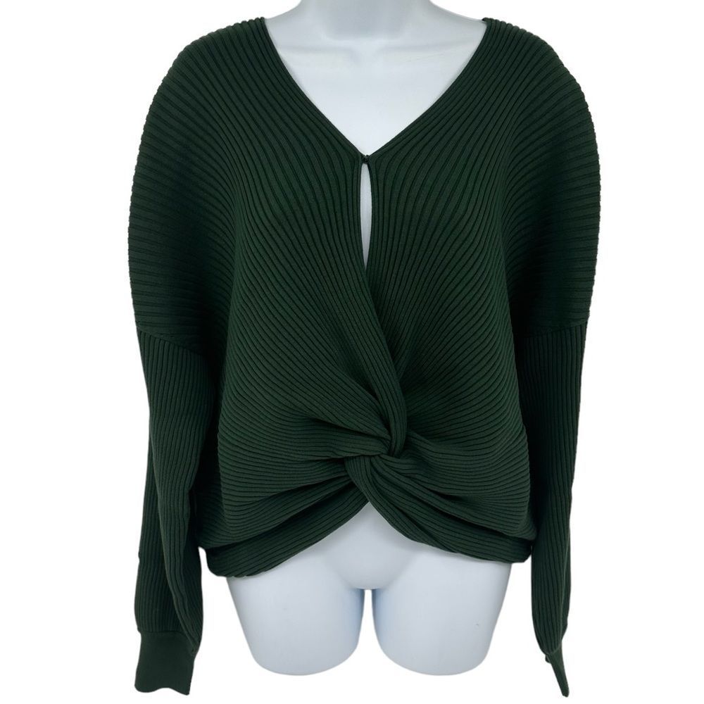 Hudson Garden Topiary Green Knotted Ribbed Sweater Medium - Picture 6 of 14